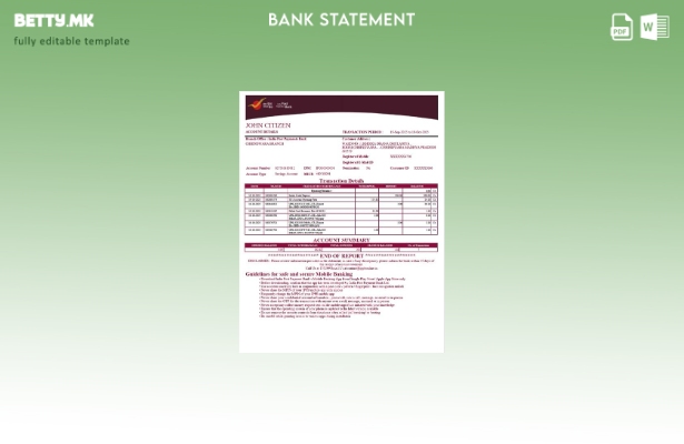 Шаблон за зборови за извод од банкарска сметка во модерен стил India Post Paymen